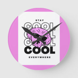 トレンド美しいピンクの犬の壁時計 ラウンド壁時計