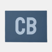 トレンド色の深刻な青のモノグラム形式 ドアマット (正面)