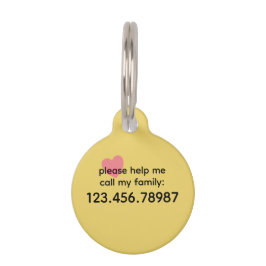 トレンド カラー ソフト イエロー ヘルプ ペット ID タグ