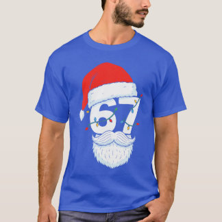 トレンド Si Seven ミーム クリスマス 67 サンタの顔 男性 Tシャツ