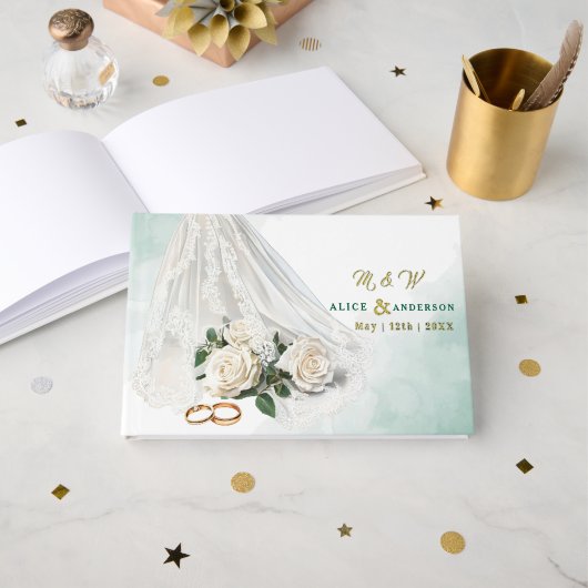 トレンバイブライドヴェイルグリーン結婚ズ ゲストブック (正面見開き)