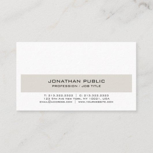 トレンモダングエレガントベージュホワイトクリーンシック 名刺 (正面)