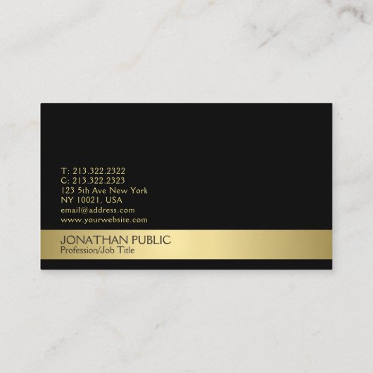 トレンモダングプロフェッショナルエレガントブラック金ゴールド 名刺 (裏面)