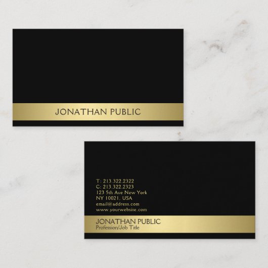トレンモダングプロフェッショナルエレガントブラック金ゴールド 名刺 (正面/裏面)