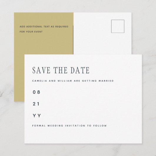 トレンモダング白金ゴールド結婚式の日付を保存 ポストカード (正面/裏面)