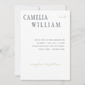 トレンモダンズ結婚・ミッドナイト・ブルー金ゴールド文字 招待状 (正面)