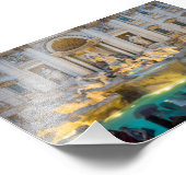 トレヴィの噴水で雨の夜のローマItaly フォトプリント (角)