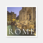 トレヴィの泉（夜） |ローマ、ラツィオ、イタリア スタンダードカクテルナプキン (正面)