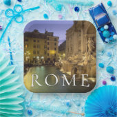 トレヴィの泉（夜） |ローマ、ラツィオ、イタリア ペーパープレート (パーティー)