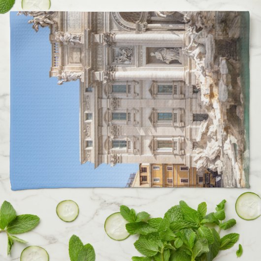 トレヴィ噴水の早朝 – ローマ、イタリア キッチンタオル (折り畳み)