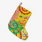 トレーサリーのシームレスなパターン。メンディデザイン。エスニックコ スモールクリスマスストッキング (正面 (吊り時))