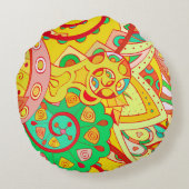 トレーサリーのシームレスなパターン。メンディデザイン。エスニックコ ラウンドクッション (裏面)