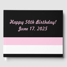 トレーシックブラック、ホワイト、ピンクストライプの ゲストブック