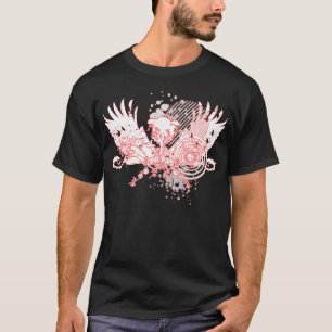 トレースされた木。赤と白 Tシャツ