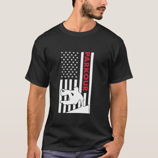 トレースル アメリカ国旗 パルクール 1 Tシャツ (正面)