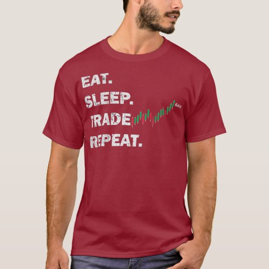 トレーダテーマシャツ食べススリープ取引繰り返し日 Tシャツ (正面)