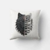 トレーダーの寿命 | フロントホワイトウルフ | バックブラックウルフ クッション (裏面)