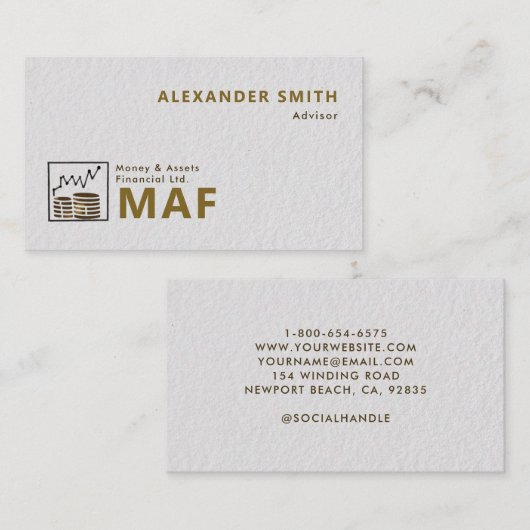 トレーダーグラフ金ゴールドコイン業者モダンプロフェッショナル 名刺 (正面/裏面)