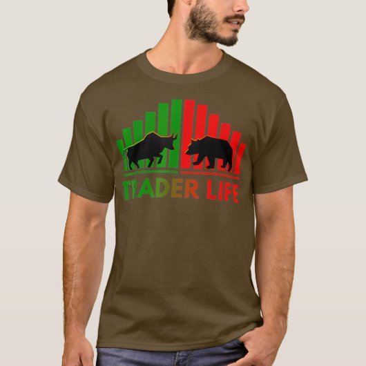 トレーダー・ライフ・ブルと弱気の株式市場取引 Tシャツ (正面)