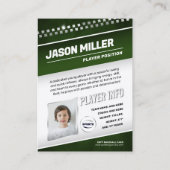 トレーディングカスタムカード、グリーンシルバースポーツテンプレート コーリングカード (裏面)