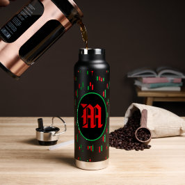 トレーディングチャートパターンストリートウェアレッドグリーンローソク足 ウォーターボトル