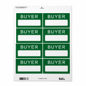 トレードショークライアントグリーンのバイヤー名タグステッカー ラベル (フルシート)