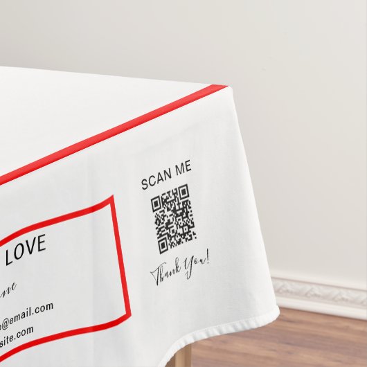 トレードショーホワイトレッド52 x 70 QRコード テーブルクロス (インサイチュ)