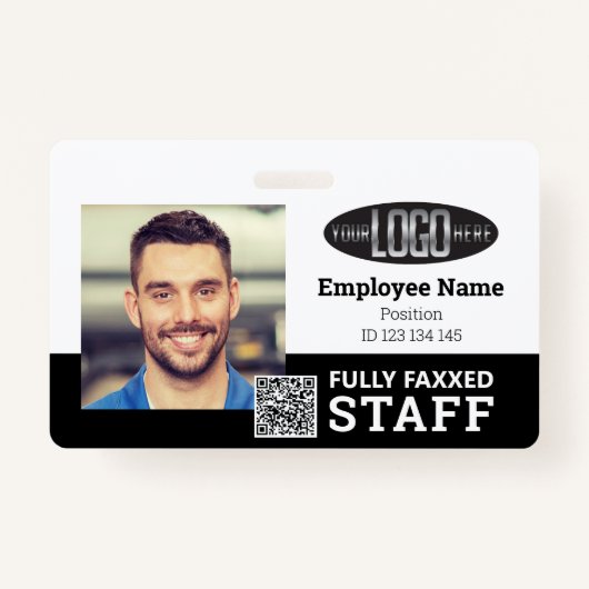 トレードスタッフフォトID QRコード白黒バッジ バッジ (正面)