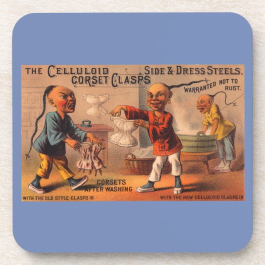 トレードビクトリアンセルロイドのコルセットの柄 コースター (正面)