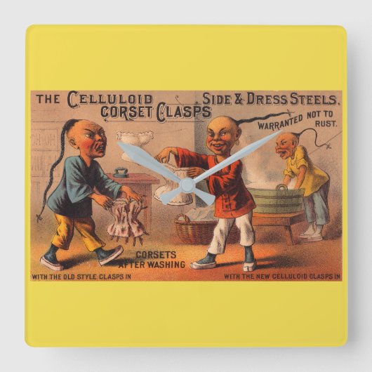 トレードビクトリアンセルロイドのコルセットの柄 スクエア壁時計 (正面)