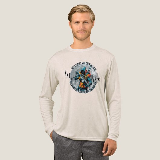 トレードモチベーション | サイバーパンク スナイパー | ファンタジー トライブレンドＴシャツ (正面全体)