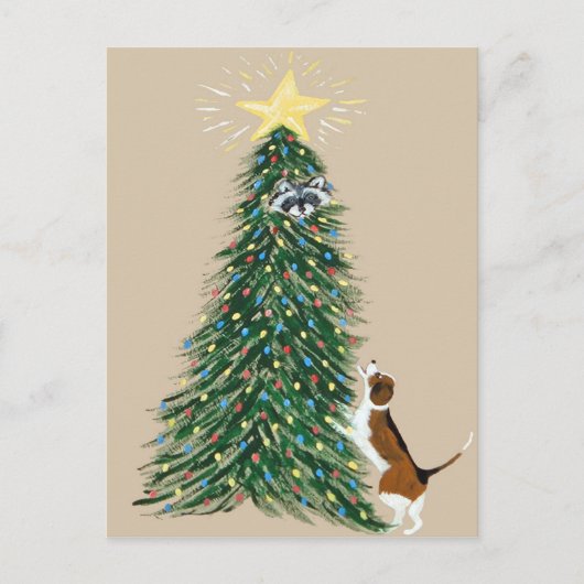 トレード・ラクーンを持つビーグル ポストカード (正面)