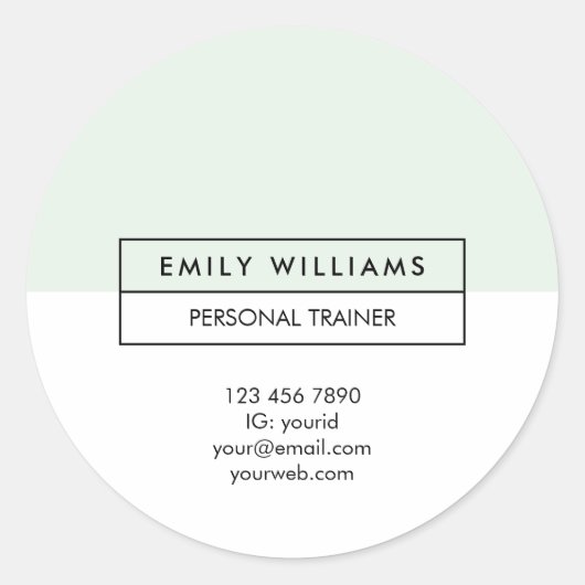 トレーナモダンークリーンレイアウトパステルグリーンプロモーション ラウンドシール (正面)