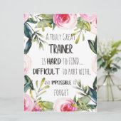 トレーナーの感謝引用文ありがとう カード (スタンド正面)