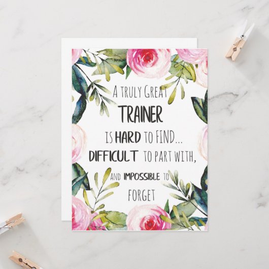 トレーナーの感謝引用文ありがとう カード (正面/裏面インサイチュ)