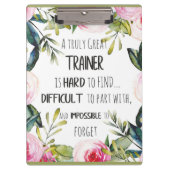 トレーナーの感謝引用文ありがとう クリップボード (正面)