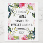 トレーナーの感謝引用文ありがとう ワインラベル (シングルラベル)