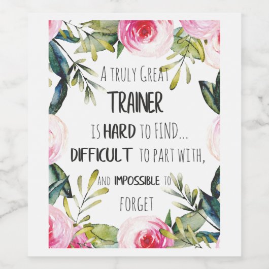 トレーナーの感謝引用文ありがとう ワインラベル (シングルラベル)