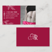 トレーナーフォト&モノグラムモダンレッドバイオレット事業 名刺 (正面/裏面)