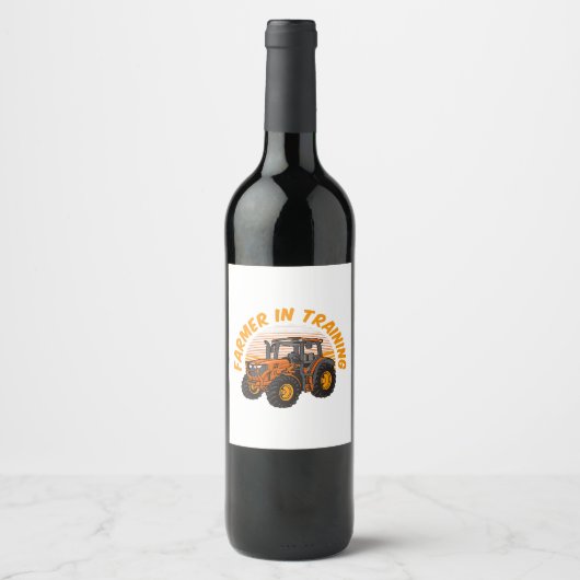 トレーニンおもしろいグトラクタ農業における将来の農家 ワインラベル (正面)