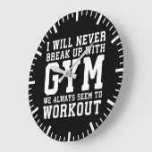 トレーニングおもしろいことわざ、私はジムと別れることはない ラージ壁時計 (傾斜)