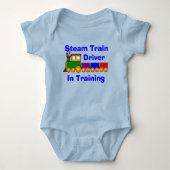 トレーニングで文字、蒸気列車のドライバーを変更できる ベビーボディスーツ (正面)