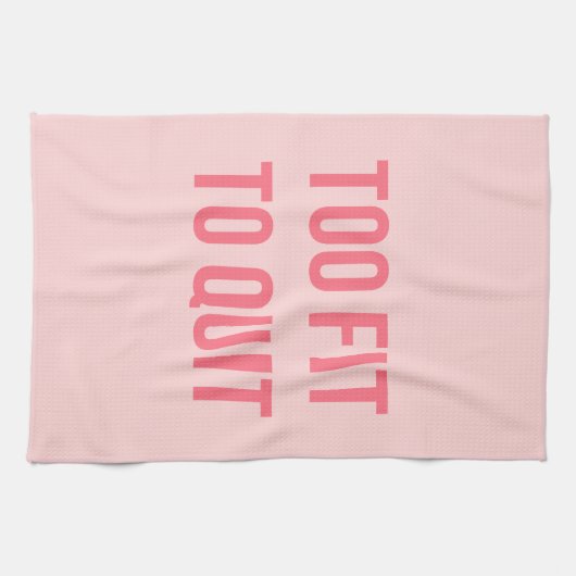 トレーニングのやる気を起こさせるな引用文の余りに合われたショッキングピンク キッチンタオル (横)