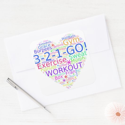 トレーニングのハート- Crossfitインスパイアフィットネスのステッカー スクエアシール (封筒)