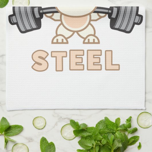 トレーニングのバニーの漫画-鋼鉄のパン-おもしろいな体育館 キッチンタオル (折り畳み)