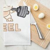 トレーニングのバニーの漫画-鋼鉄のパン-おもしろいな体育館 キッチンタオル (四つ折り)