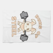 トレーニングのバニーの漫画-鋼鉄のパン-おもしろいな体育館 キッチンタオル (横)