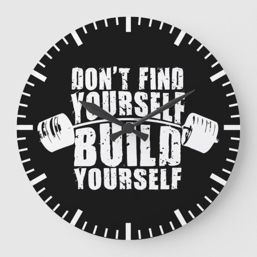 トレーニングのモチベーション – Build Yourself - Barbell ラージ壁時計 (正面)