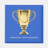 トレーニングの成功ゴールデントロフィーの青 マグネット (正面)