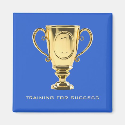 トレーニングの成功ゴールデントロフィーの青 マグネット (正面)